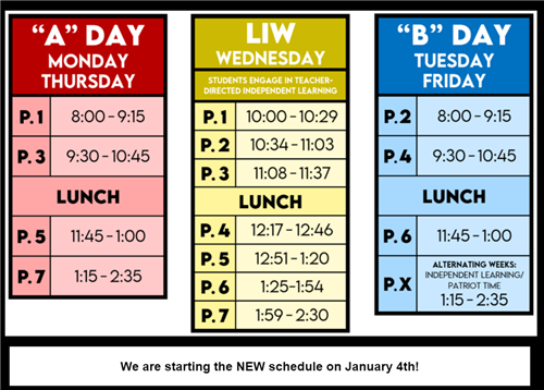 School Schedule 2021 